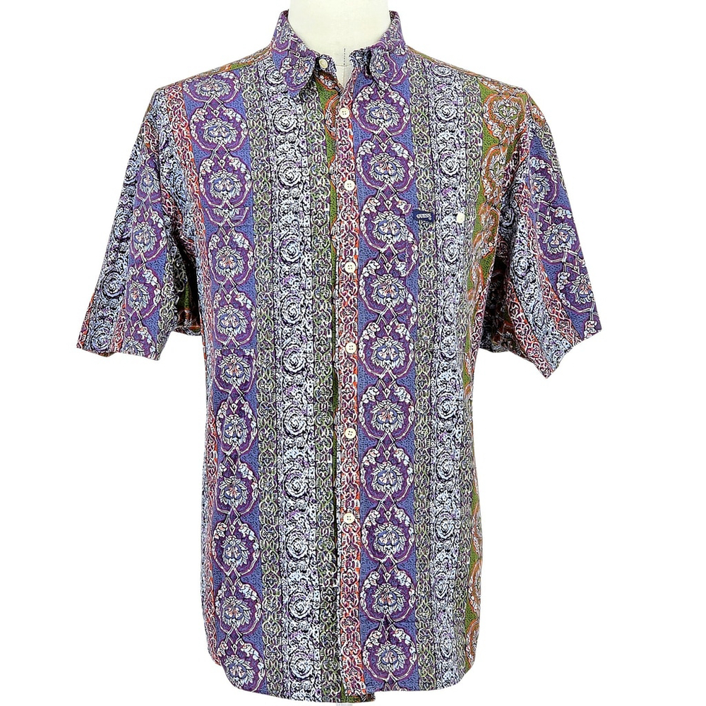 Y2K Vintage 90s GUESS Casual Button Short Sleeve Shirt Mens XL Baroque USA